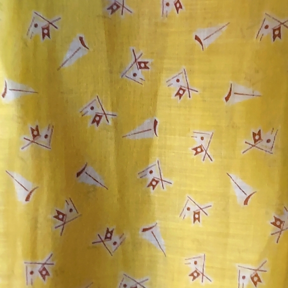 Vintage Fruit Of The Loom Yellow Peter Pan Collared Belted Dress - Picture 11 of 16